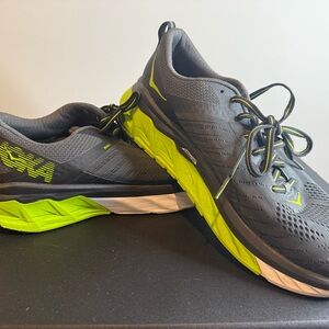 Hoka One One Gray and Neon Yellow Athletic Shoes